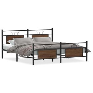 vidaXL Bedframe zonder matras metaal bruin eikenkleurig 160x200 cm