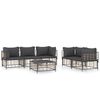 vidaXL 6-delige Loungeset met kussens poly rattan antracietkleurig