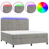 vidaXL Boxspring met matras en LED fluweel lichtgrijs 180x200 cm