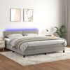 vidaXL Boxspring met matras en LED fluweel lichtgrijs 160x200 cm