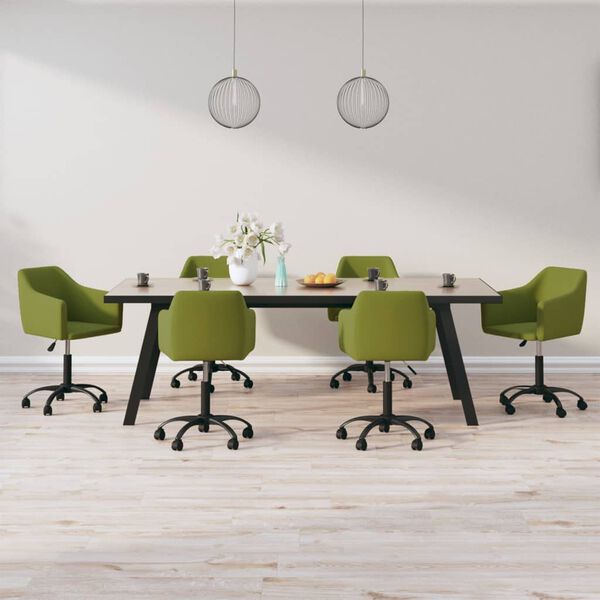 vidaXL Eetkamerstoelen draaibaar 6 st fluweel lichtgroen