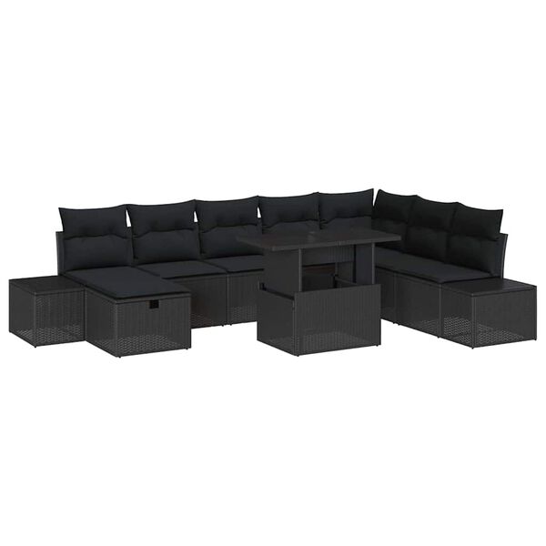 vidaXL Tuin Sofa Set 11 pcs Zwart Poly riet