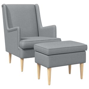 vidaXL Fauteuil met Voetenbank 2 st Lichtgrijs Stof