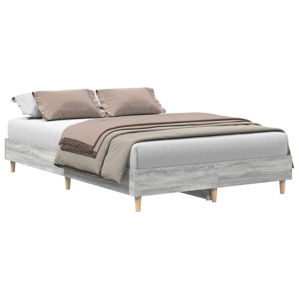 vidaXL Bedframe zonder matras 120x200 cm spaanplaat grijs sonoma