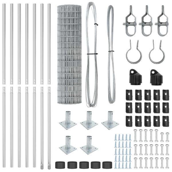 vidaXL Hek met Paal Zilver 1,2 x 10 m Staal