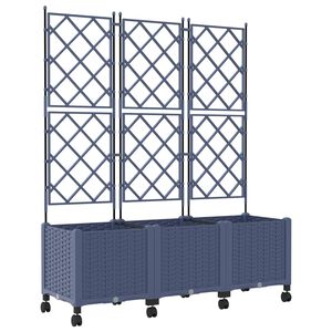 vidaXL Tuinplantbak met schutting en wielen 3 st Grijs PP