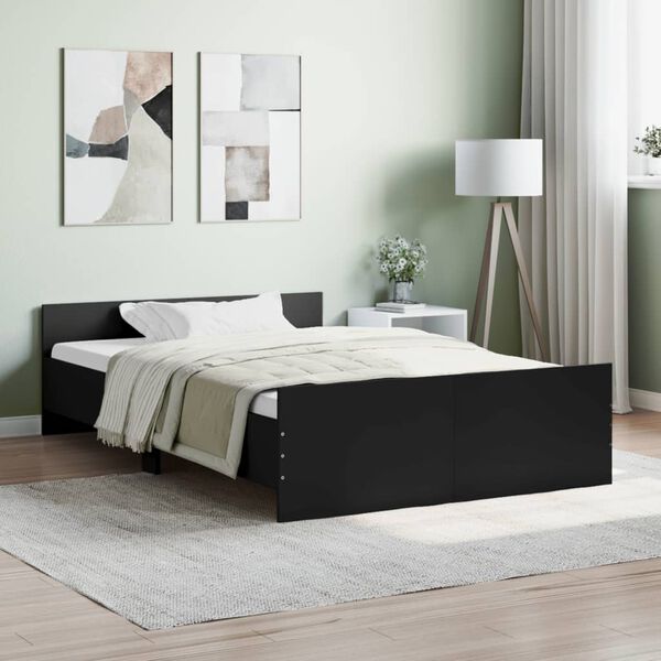 vidaXL Bedframe met hoofd- en voeteneinde zwart 120x200 cm