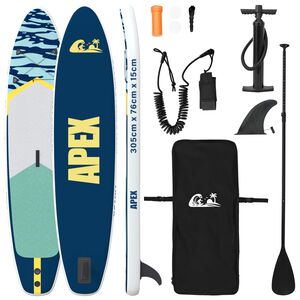 vidaXL Opblaasbaar Stand Up Paddle Board APEX 305 x 76 x 15 cm Blauw
