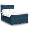 vidaXL Boxspring met matras fluweel blauw 140x200 cm