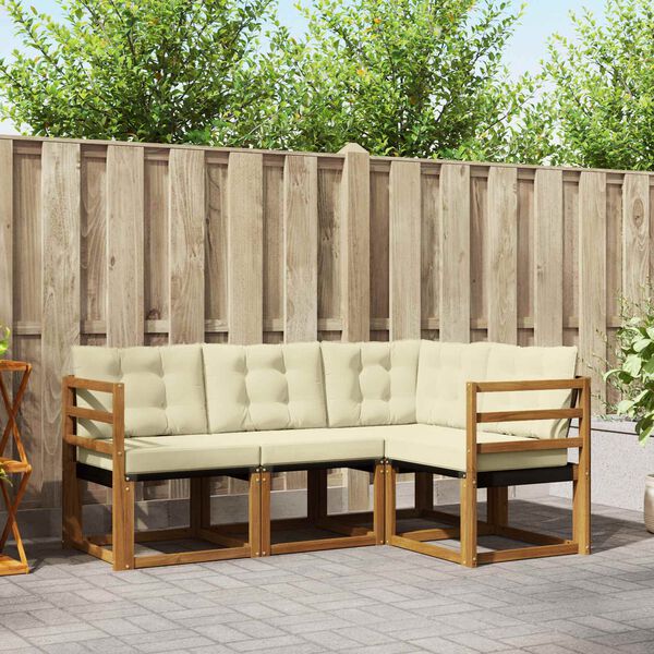 vidaXL Buiten bankenset met kussen 4 pcs Natuurlijk en Cr&egrave;me
