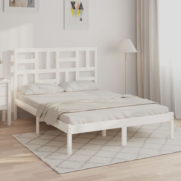 vidaXL Bedframe massief hout wit 140x200 cm