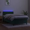 vidaXL Boxspring met matras en LED fluweel donkergroen 90x200 cm