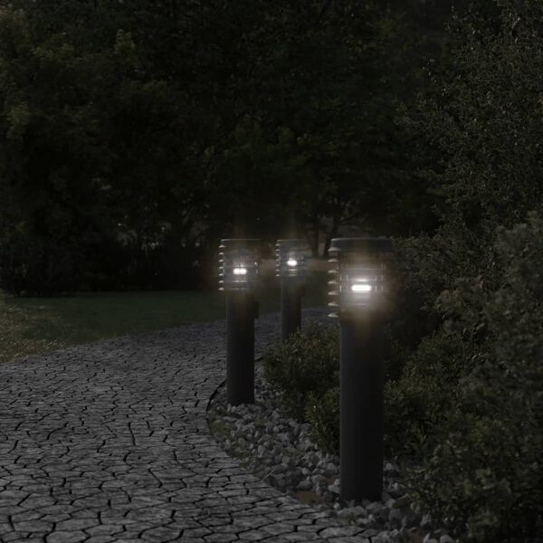 vidaXL Buitenvloerlampen 3 st stopcontact 60 cm roestvrijstaal zwart