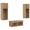 vidaXL TV Wandkasten 4 st Zwart Eiken Bewerkt hout