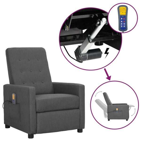 vidaXL Sta-op-massagestoel stof lichtgrijs