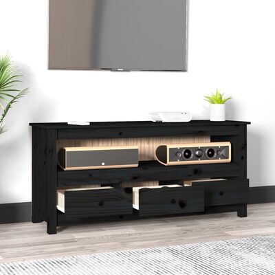 vidaXL Tv-meubel 114x35x52 cm massief grenenhout zwart