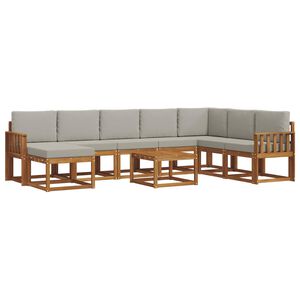 vidaXL Buiten bankenset met kussen 9 pcs Natuurlijk en Lichtgrijs