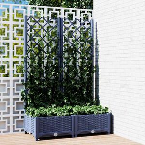 vidaXL Plantenbak met trellis blauwgrijs 80x40x121,5 cm PP