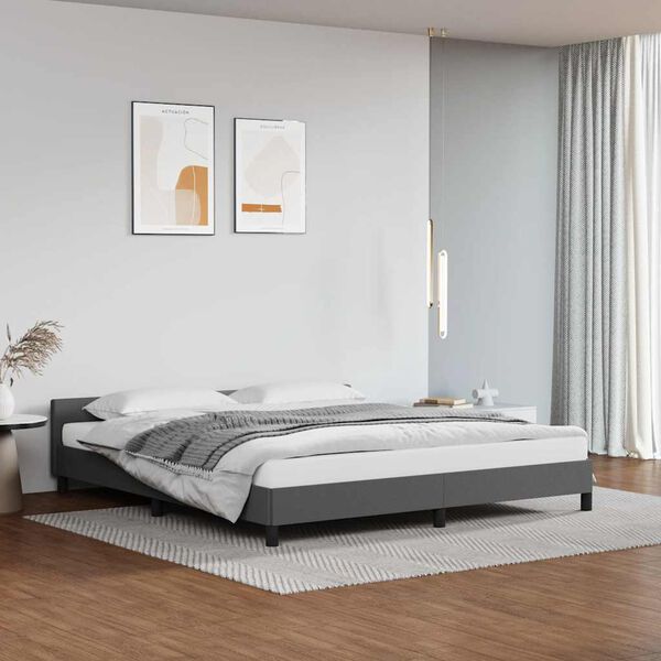 vidaXL Bedframe met hoofdeinde zonder matras 180x200 cm grijs