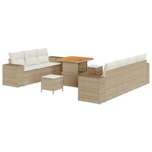 vidaXL Tuin Sofa Set 10 pcs Beige poly rattan