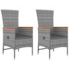 vidaXL 3-delige Loungeset poly rattan en massief acaciahout grijs