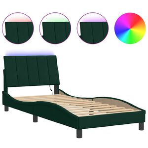 vidaXL Bedframe met LED zonder matras "Hanko" fluweel donkergroen 80x200 cm