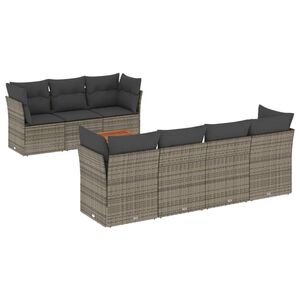 vidaXL 8-delige Loungeset met kussens poly rattan grijs
