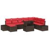 vidaXL Tuin Sofa Set 9 st Bruin en Rood poly rattan