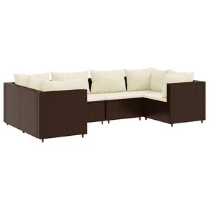 vidaXL 6-delige Loungeset met kussens poly rattan bruin