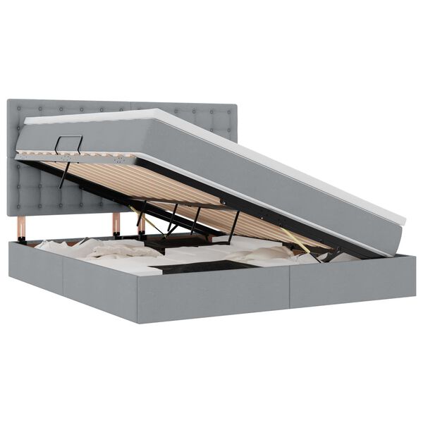vidaXL Opslag bed met matras Lichtgrijs 160 x 200 cm Polyester