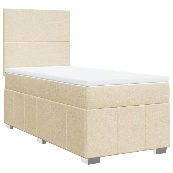 vidaXL Boxspring met matras stof cr&egrave;mekleurig 90x200 cm