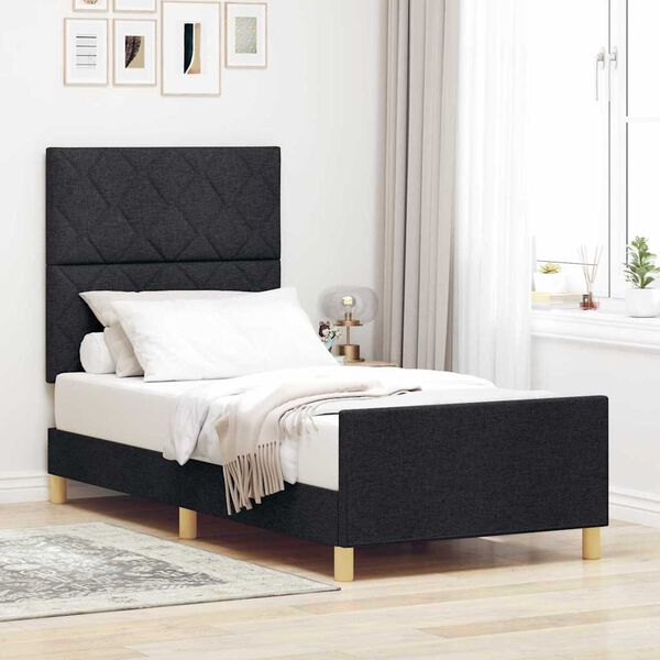 vidaXL Bedframe met hoofdeinde Zwart 90 x 190 cm Stof