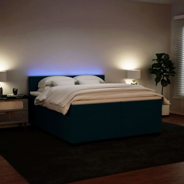 vidaXL Boxspring met matras fluweel blauw 200x200 cm
