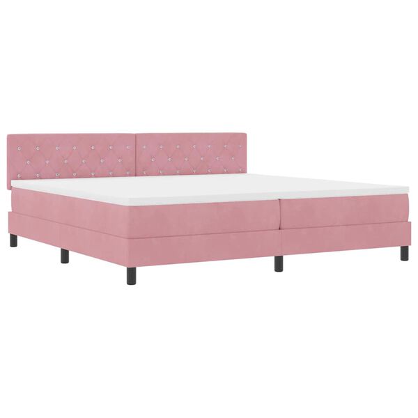 vidaXL Boxspringbed met matras Roze 200 x 200 cm Fluweel