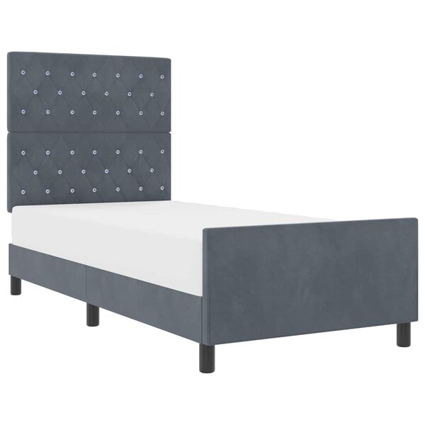 vidaXL Boxspringbed met hoofdeinde Donkergrijs 90 x 190 cm Fluweel