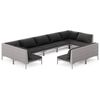vidaXL 9-delige Loungeset met kussens poly rattan donkergrijs