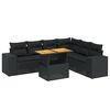 vidaXL 7-delige Loungeset met kussens poly rattan zwart