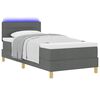 vidaXL LED Box Spring Bed met matras Donkergrijs 100 x 200 cm Stof