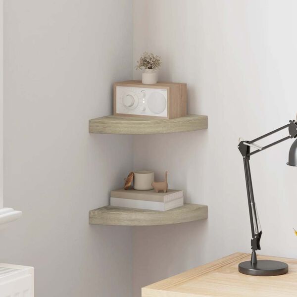 vidaXL Hoekschappen zwevend 2 st 25x25x3,8 cm MDF eikenkleurig