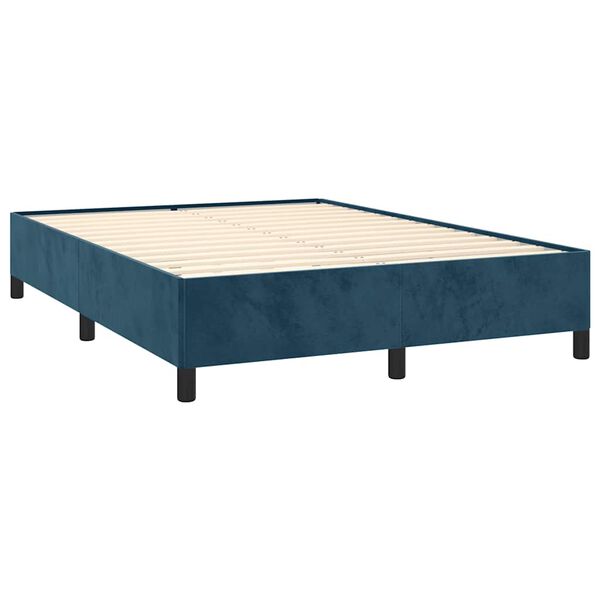 vidaXL Bedframe zonder matras 140x200 cm fluweel donkerblauw