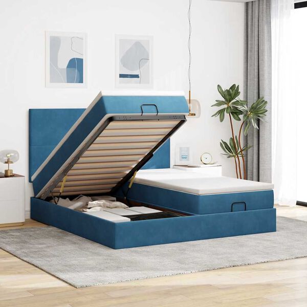 vidaXL Ottoman bed met matrassen en LED's 160x200cm fluweel