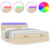 vidaXL Ottoman bed met matrassen en LED's 200x200cm stof cr&egrave;mekleurig