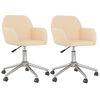 vidaXL Eetkamerstoelen 2 st draaibaar stof cr&egrave;mekleurig