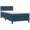 vidaXL Boxspring met matras fluweel donkerblauw 90x220 cm