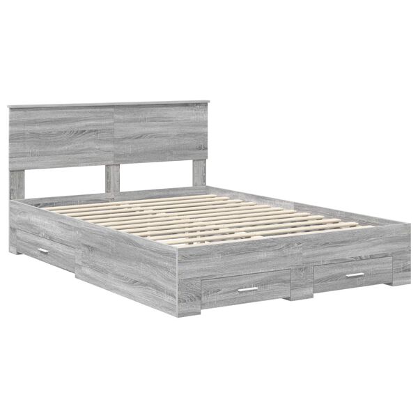 vidaXL Bedframe met hoofdeinde Grijs Sonoma 150 x 200 cm Bewerkt hout
