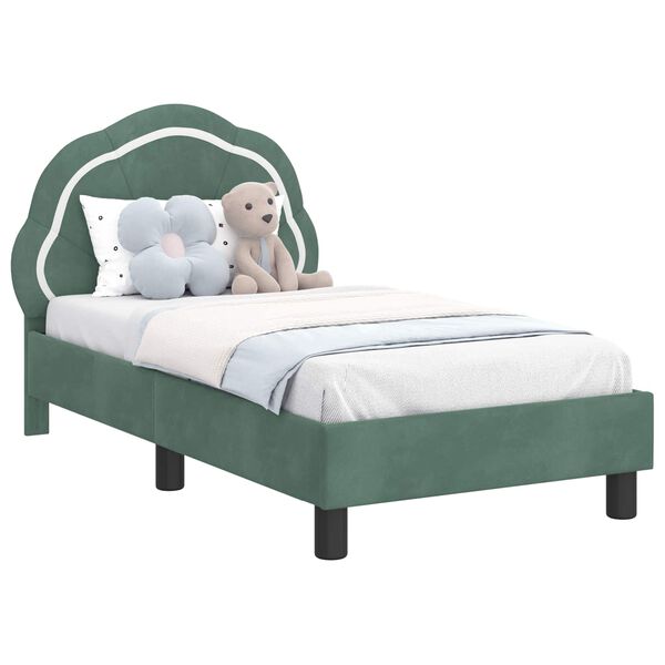 vidaXL Peuterbedframe met hoofdbord Zeegroen 70 x 140 cm Fluweel