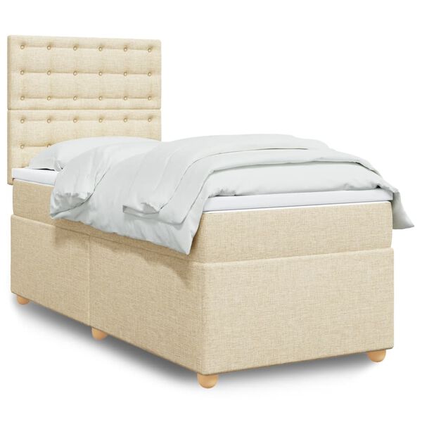 vidaXL Boxspring met matras stof cr&egrave;mekleurig 90x190 cm