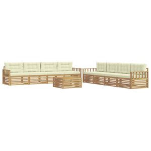 vidaXL Buiten bankenset 9 st Wit en cr&egrave;mekleurig Polyester