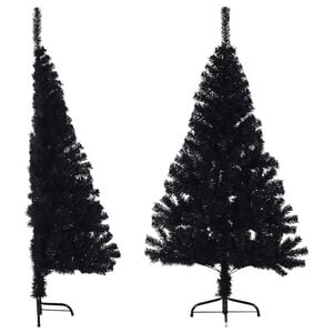 vidaXL Kunstkerstboom met standaard half 150 cm PVC zwart