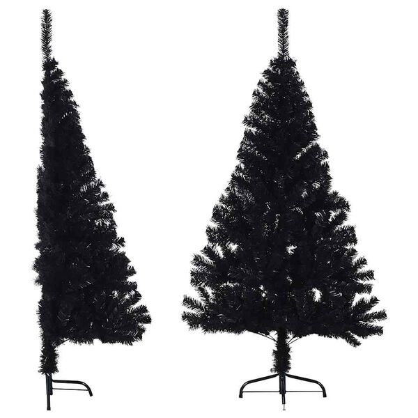 vidaXL Kunstkerstboom met standaard half 150 cm PVC zwart
